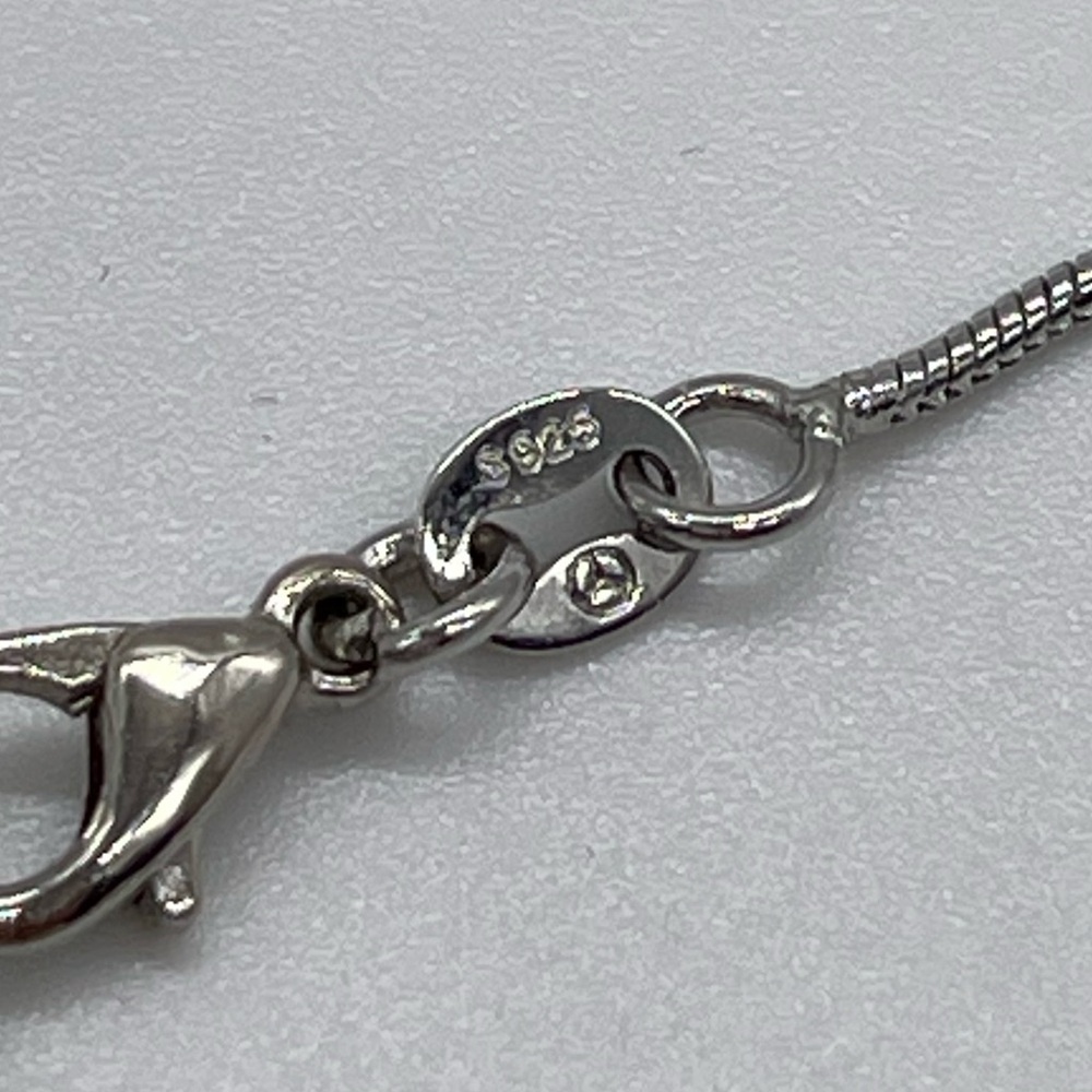 Sterling Silver 925 Chain with 3 Crystal charms 18 inches with 1 inch Extender - Picture 3 of 4